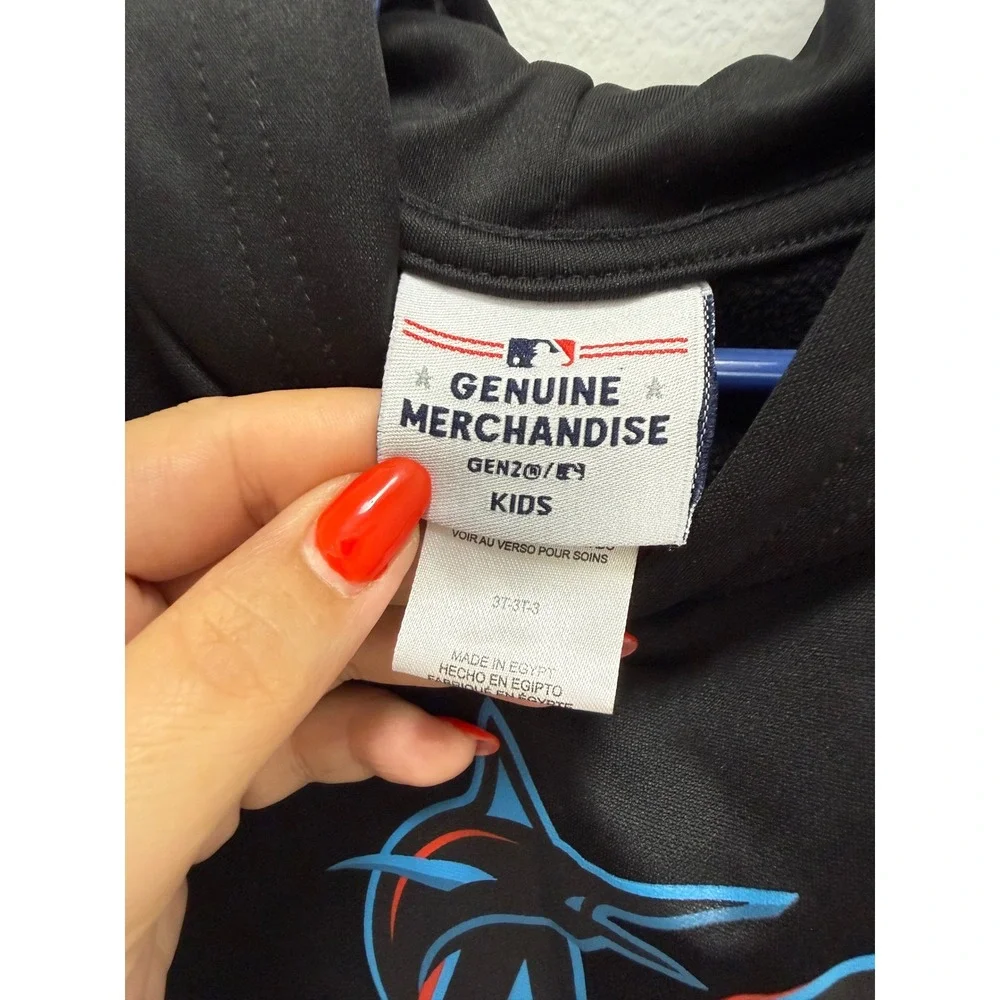 MLB Miami Marlins Kids Black Pullover Hoodie Sweatshirt Size 3T Genuine Merch